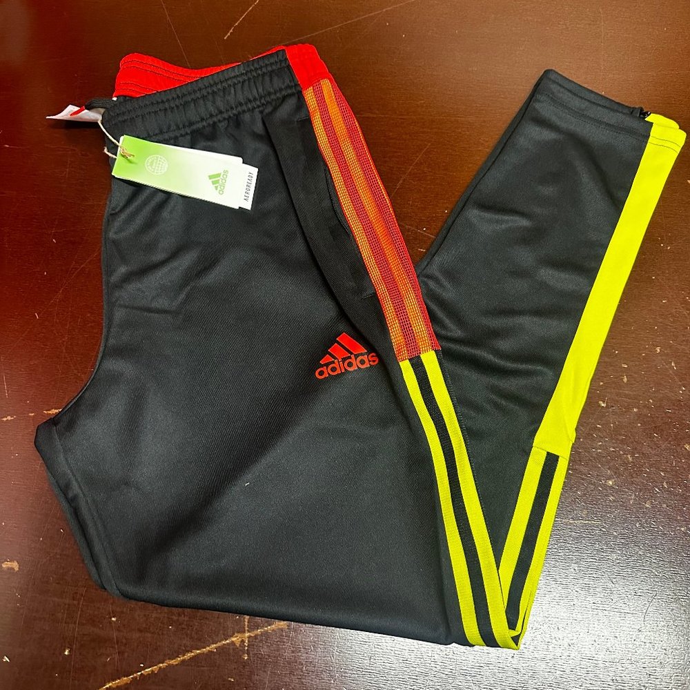 Adidas Mens Black Tiro TK Elastic Waist Zip Pockets Activewear Pants Medium